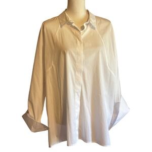 Harshman Los Angeles White Cotton Oversized Button Down Shirt XL, classic, chic
